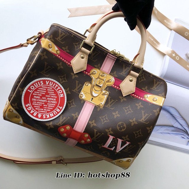 路易威登LV女包 LV老花手提肩背女包 m43186 經典LV掛鎖絲印圖案 SPEEDY 30手袋 xxlv1100